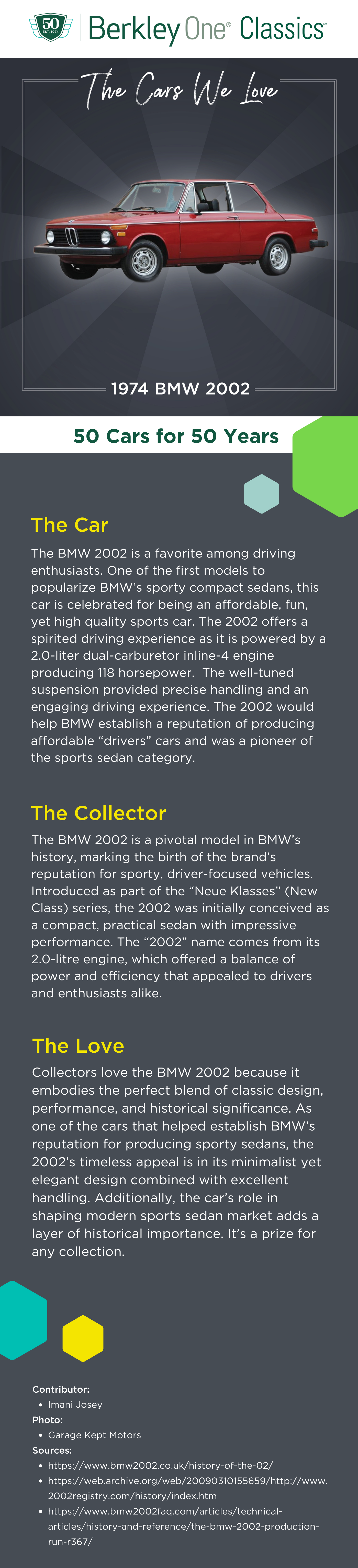 An infographic describing the BMW 2002 and the reasons we love it. 