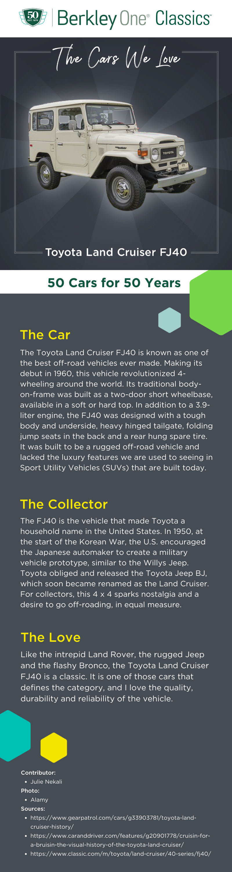 An infographic describing the FJ40 and the reasons we love it. 