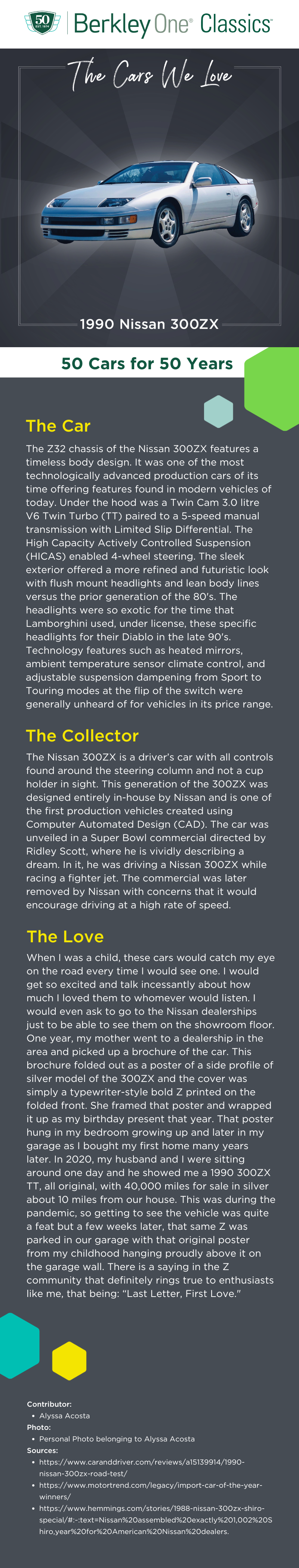 An infographic describing the 1990 Nissan 300ZX and the reasons we love it. 