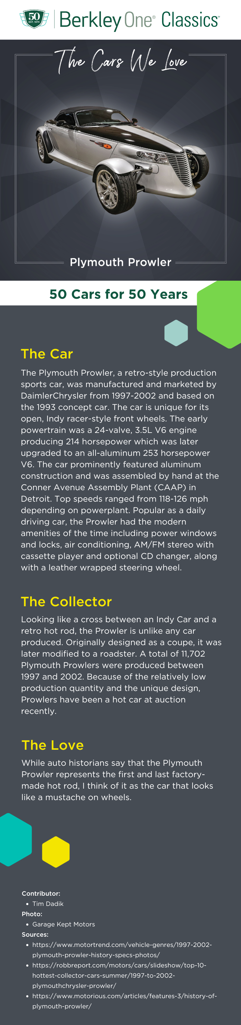 An infographic describing the Plymouth Prowler and the reasons we love it. 